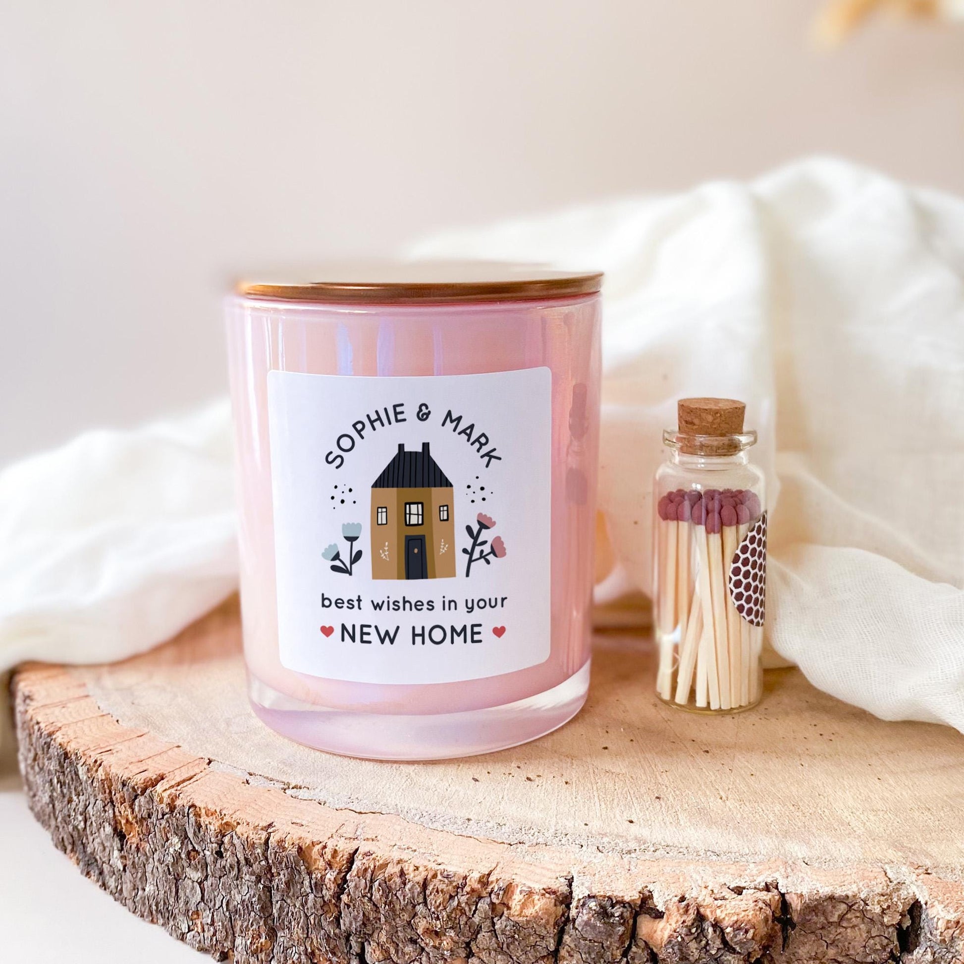 Personalised New Home Scented Soy Wax Candle Housewarming Gift for Couples Friends Family Custom Name Message Vegan Housewarming