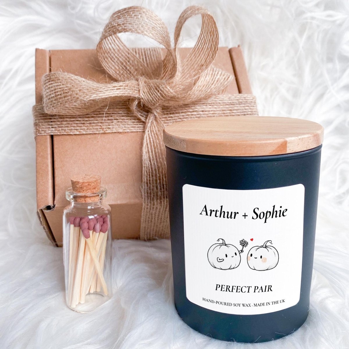 Personalised Perfect Pair Pumpkin Candle, Custom Couple's Name Gift, Soy Wax Keepsake, Autumn Anniversary Present