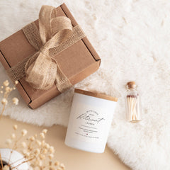 Personalised retirement scented candle FREE GIFT PACKAGE and mini matches jar Happy Retirement Gift Box for Her Him Friend Colleague Mum