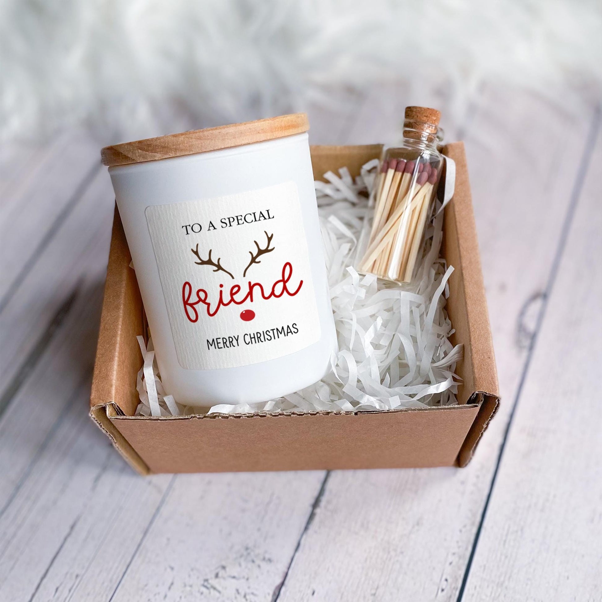 Personalised Scented Candle Christmas Gift for Friend Gift Set for Best Friends Merry Christmas Cosy Stylish Vegan Xmas Present for Bestie
