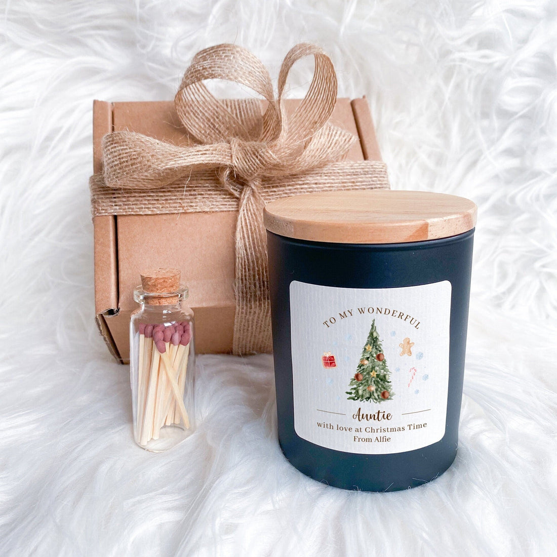 Personalised Scented Candle Christmas Gift for Nanny, Gift Box for Her, Merry Christmas Cosy Stylish Unique Vegan Xmas Present
