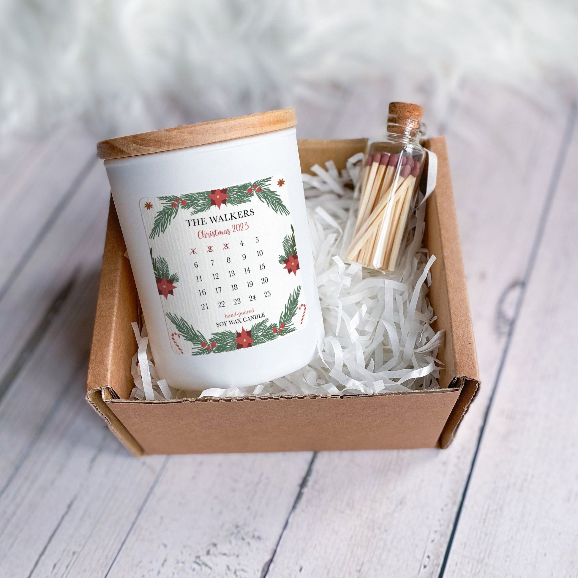 Personalised Scented Christmas Advent Calendar Candle Gift Set, Contemporary Christmas Gift, Cosy Candle Advent, Xmas Scented Candle
