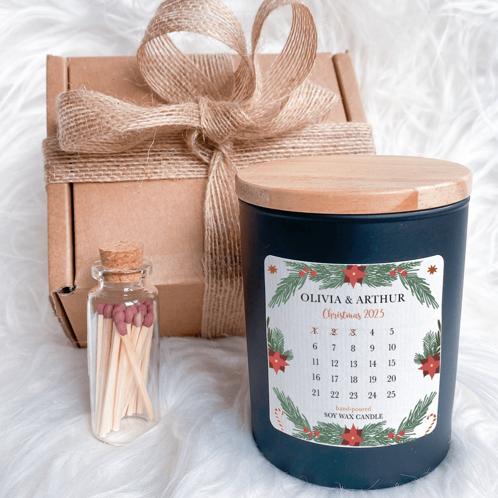 Personalised Scented Christmas Advent Calendar Candle Gift Set, Contemporary Christmas Gift, Cosy Candle Advent, Xmas Scented Candle