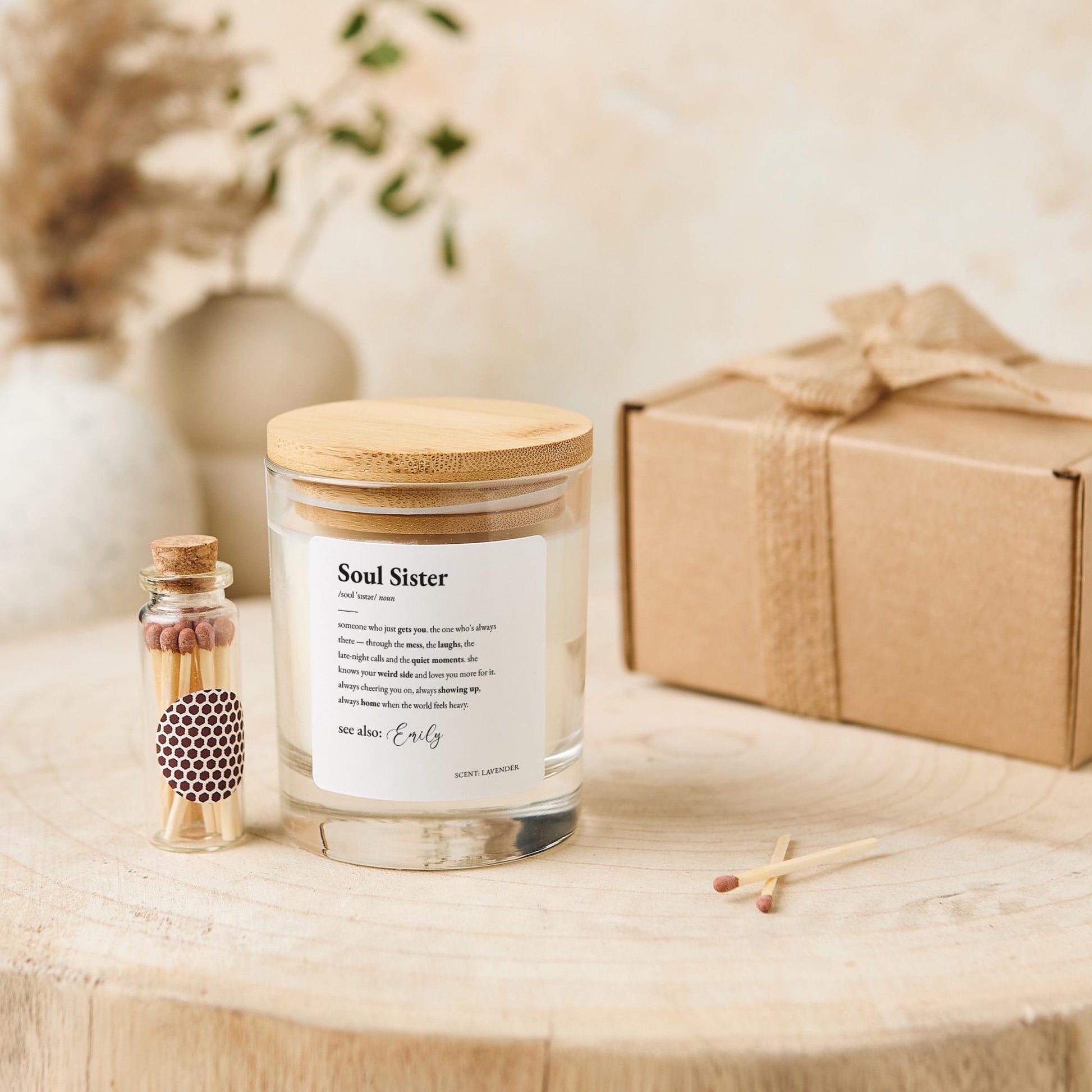 Personalised Soul Sister Candle Gift with Name Definition Unique Christmas Birthday Gift for Friendship Best Friend Chosen Family Bestie