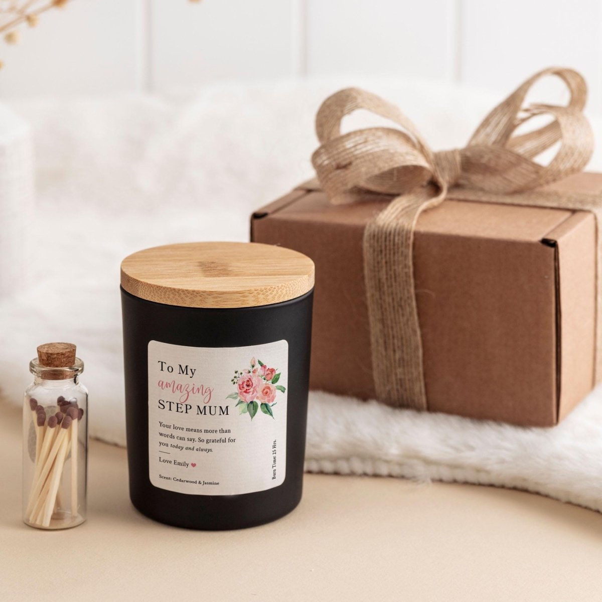 Personalised Step Mum Mother’s Day Candle Gift – Thoughtful Floral Keepsake for Stepmum