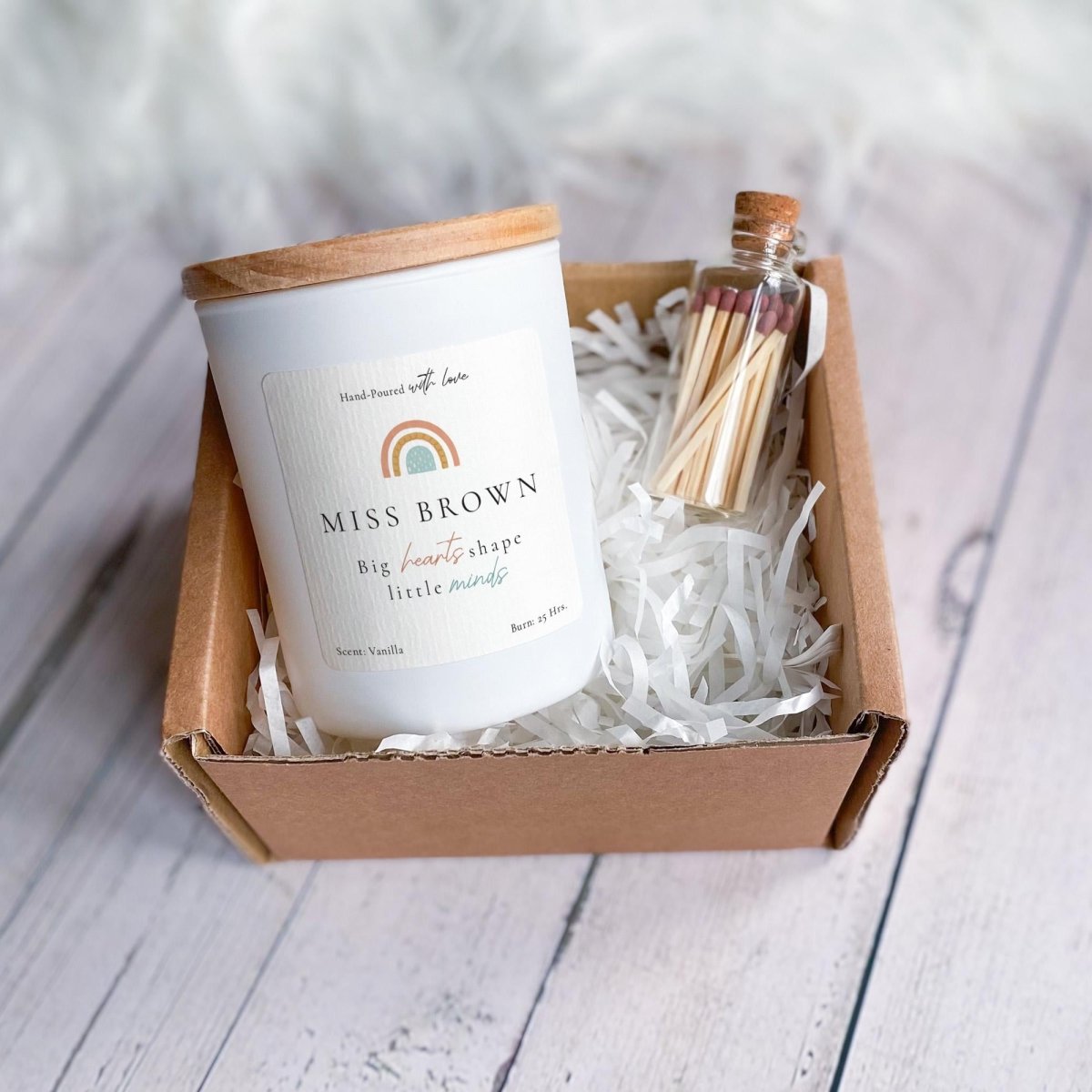 Personalised Teacher Candle Gift – Big Hearts Shape Little Minds Thank You Present - End of Year