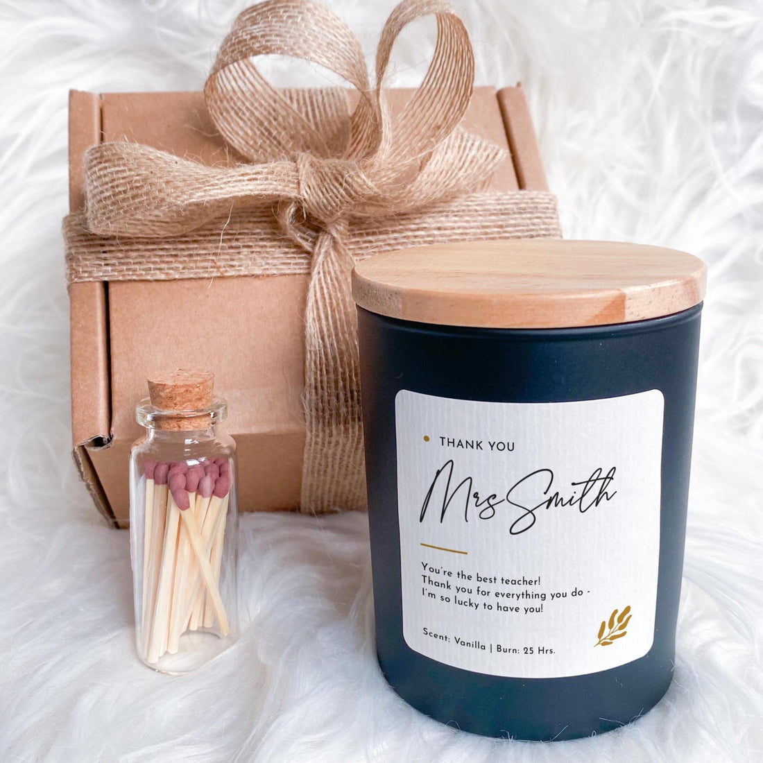 Personalised Teacher Thank You Candle Gift End of Term Christmas Teacher's Day Present for Teacher Appreciation Class or Parent Gift for Her