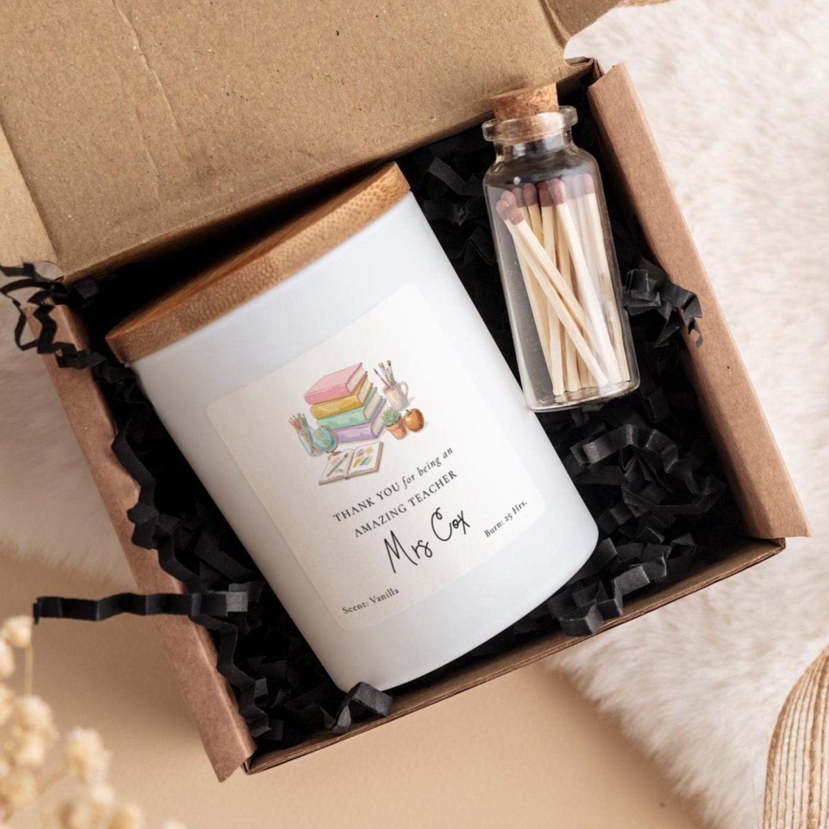 Personalised Teacher Thank You Candle Gift – End of Term Present for Teacher from Child