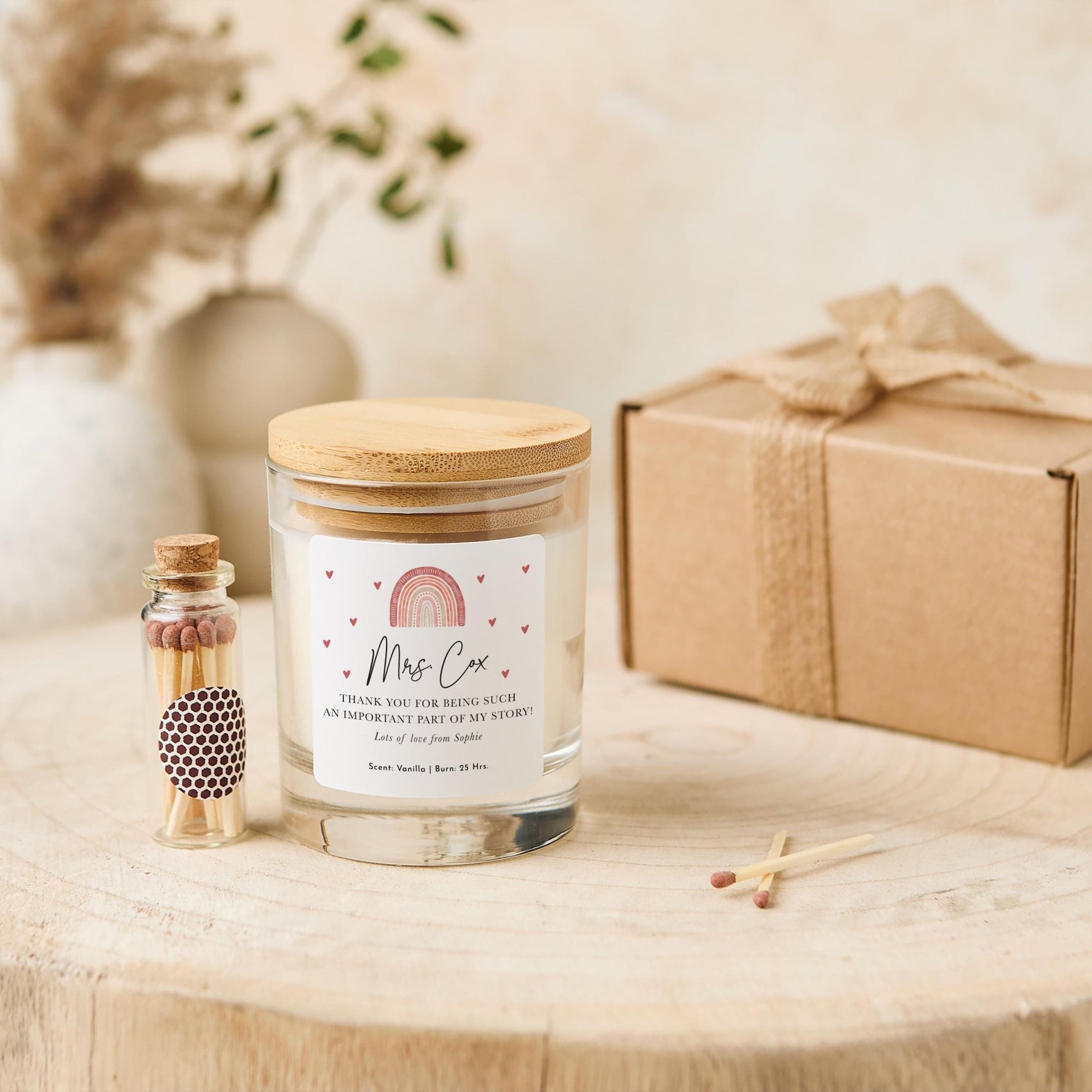 Personalised Thank You Candle set Heartfelt Gift for Teacher, Assistant, Nursery Carer & Childcare Hero End of Term Keepsake