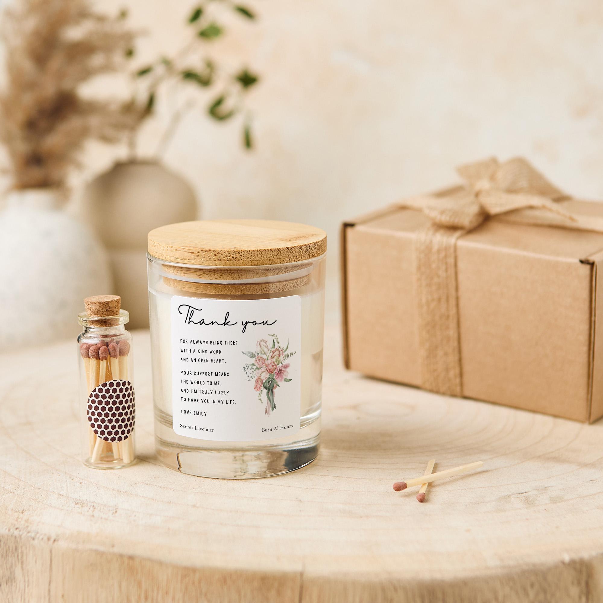 Personalised Thank You Gift Vegan Candle Appreciation Keepsake Present for Friend Teacher Mentor Colleague Nurse Doctor