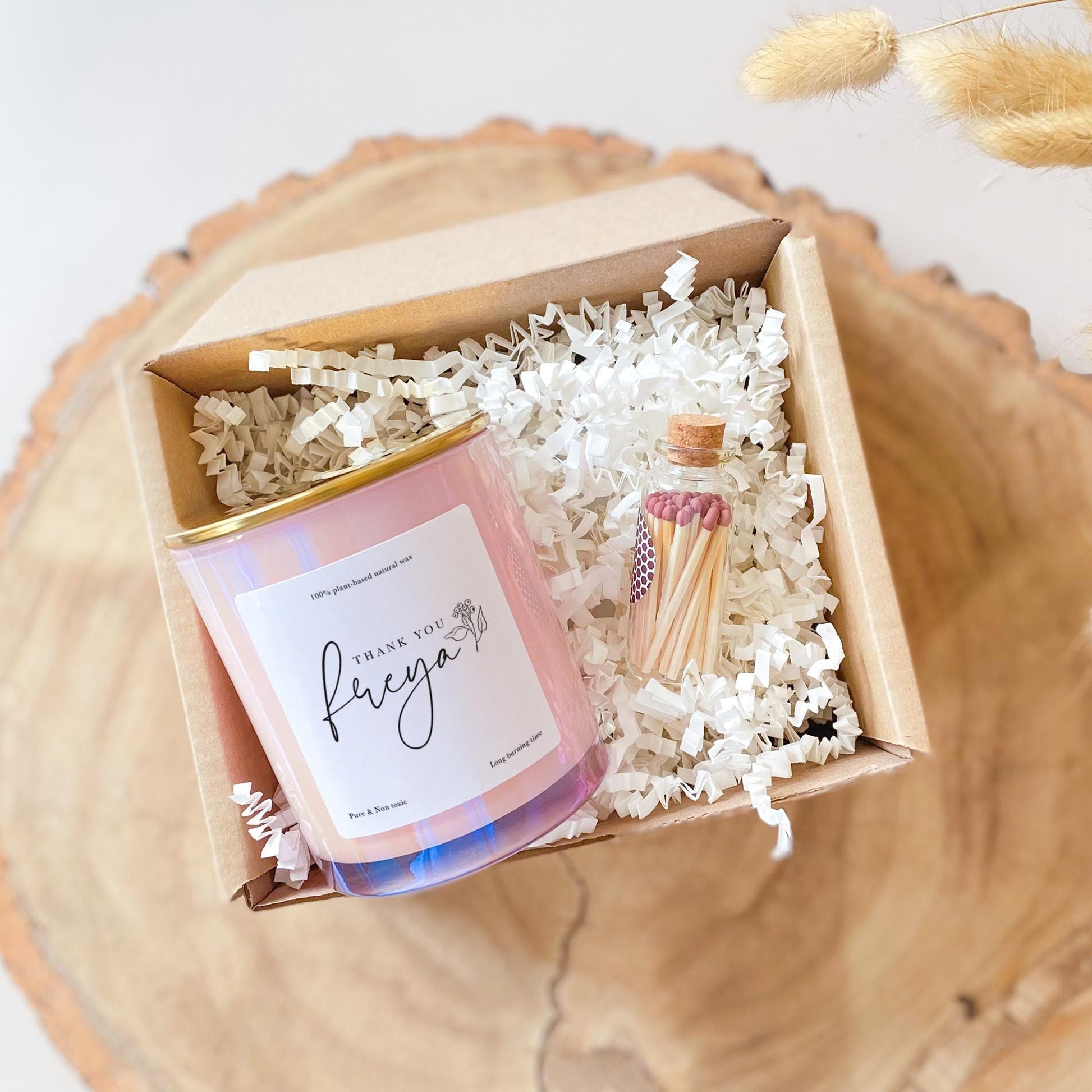 Personalised thank you gift with name Scented Soy Wax Candle FREE MATCHES JAR Friend colleague boss doctor nurse teacher corporate her Vegan