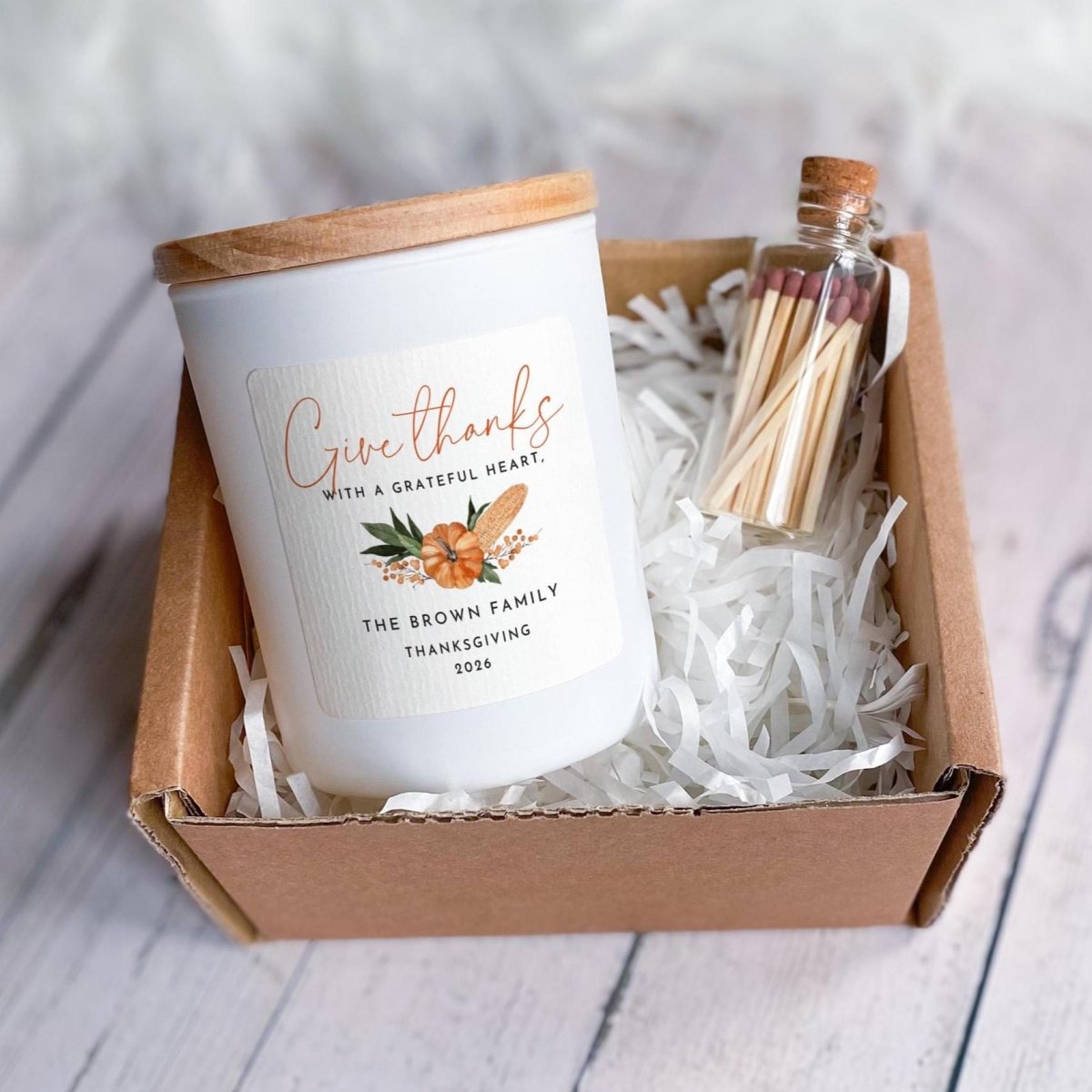 Personalised Thanksgiving Candle Gift Set, Hostess Gift, Family Gift, Give Thanks Candle