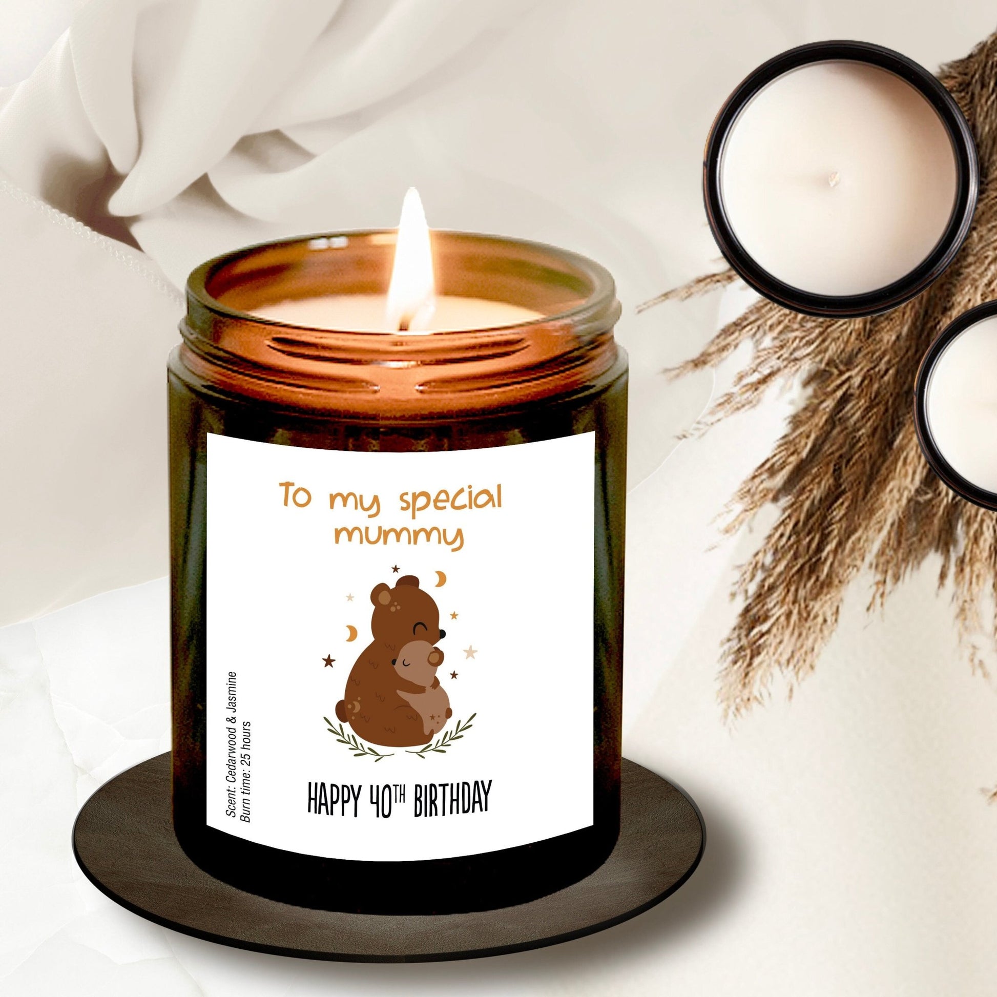 Personalised To My Special Mummy Scented Candle with Name, Mum Birthday Christmas Mother's Day Gift, Mama Bear Baby Bear, Women