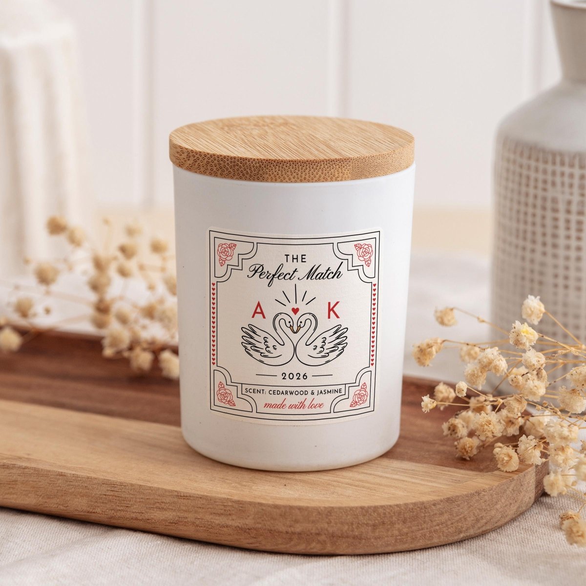 Personalised Valentines Candle with Matches Jar and Gift Box – Romantic Anniversary Present