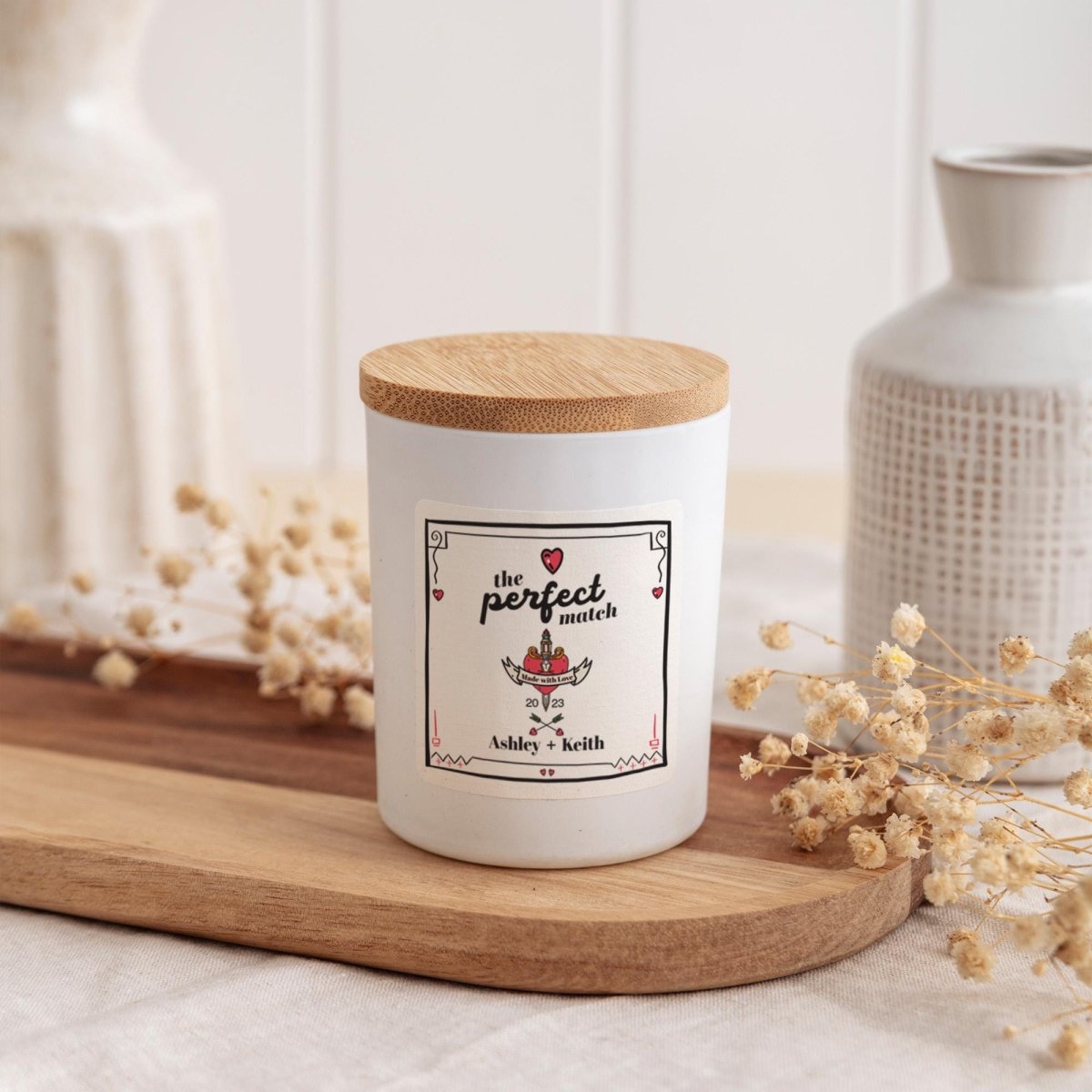 Personalised Valentine’s Day Candle Gift with Matching Matches Jar - Anniversary Present