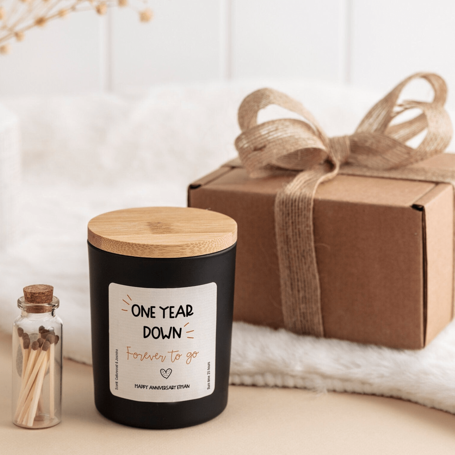 Personalised Wedding Anniversary Gift Soy Wax Scented Candle, One Year Done Forever to Go Hand - Poured Cosy Gift 1st 2nd 3rd Anniversaries