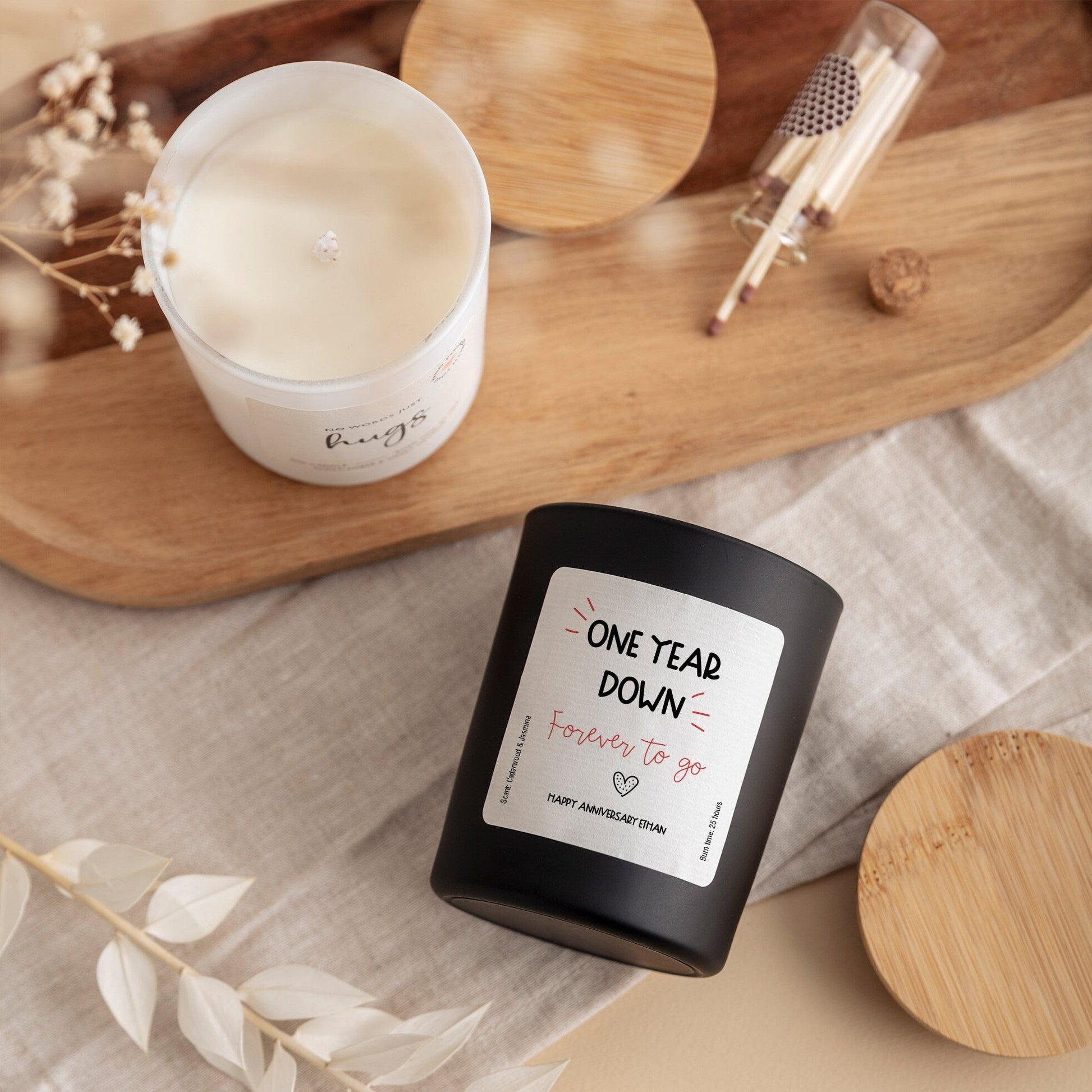 Personalised Wedding Anniversary Gift Soy Wax Scented Candle, One Year Done Forever to Go Hand - Poured Cosy Gift 1st 2nd 3rd Anniversaries