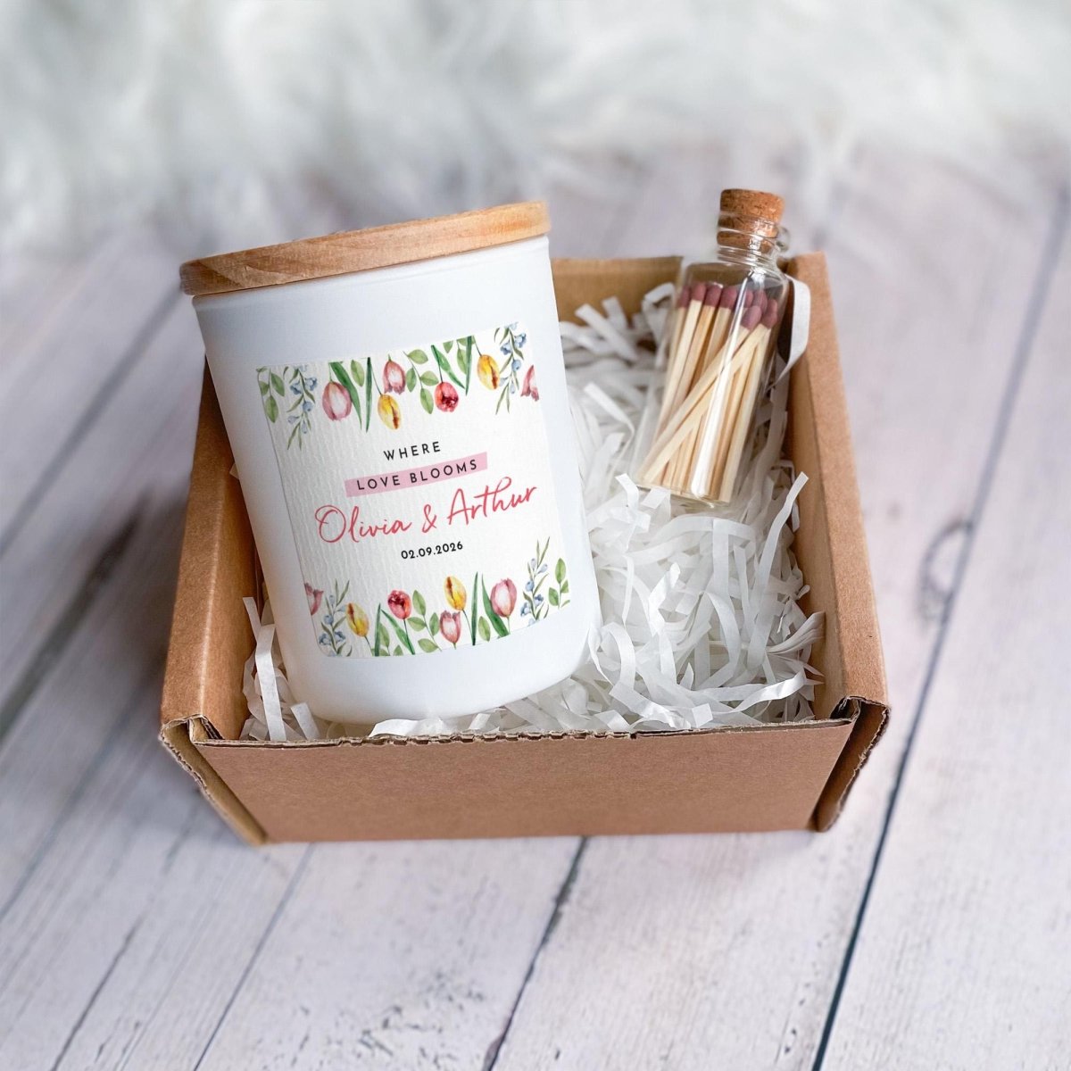 Personalised Wedding Candle Gift, Where Love Blooms Custom Soy Wax for Couples
