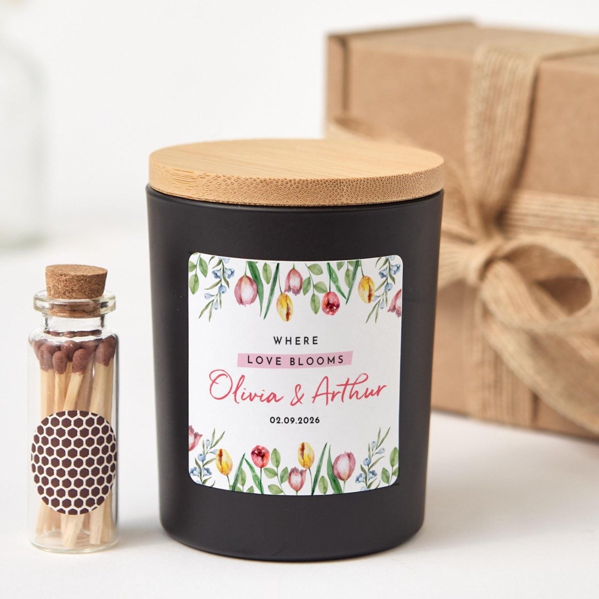 Personalised Wedding Candle Gift, Where Love Blooms Custom Soy Wax for Couples