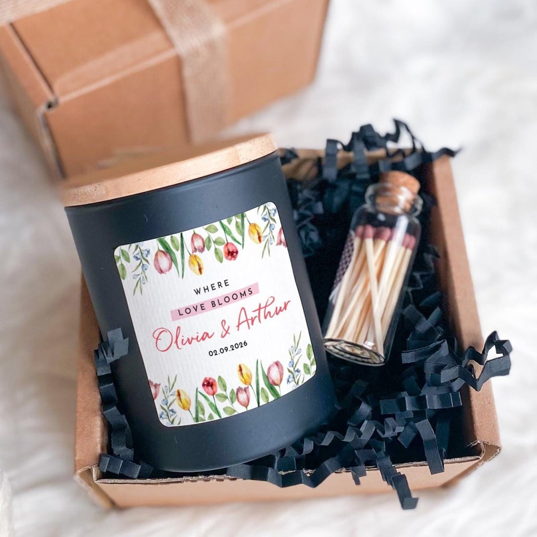 Personalised Wedding Candle Gift, Where Love Blooms Custom Soy Wax for Couples