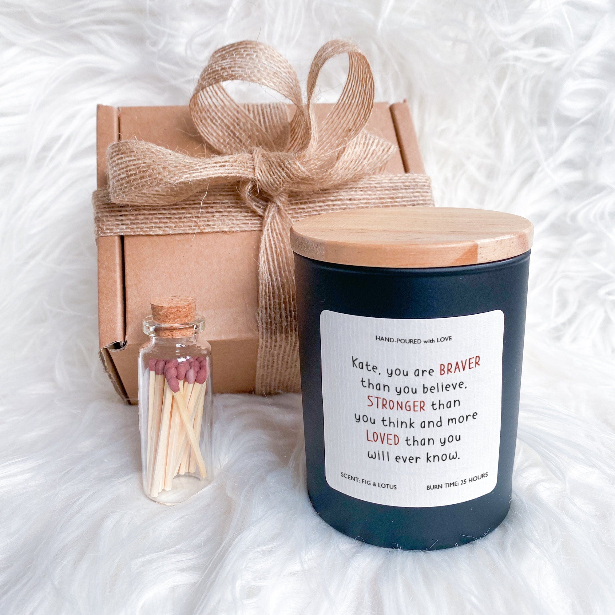 Personalised You Are Braver Than You Think scented soy wax candle Christmas Birthday Motivational Gift for friend Inspirational cheer up