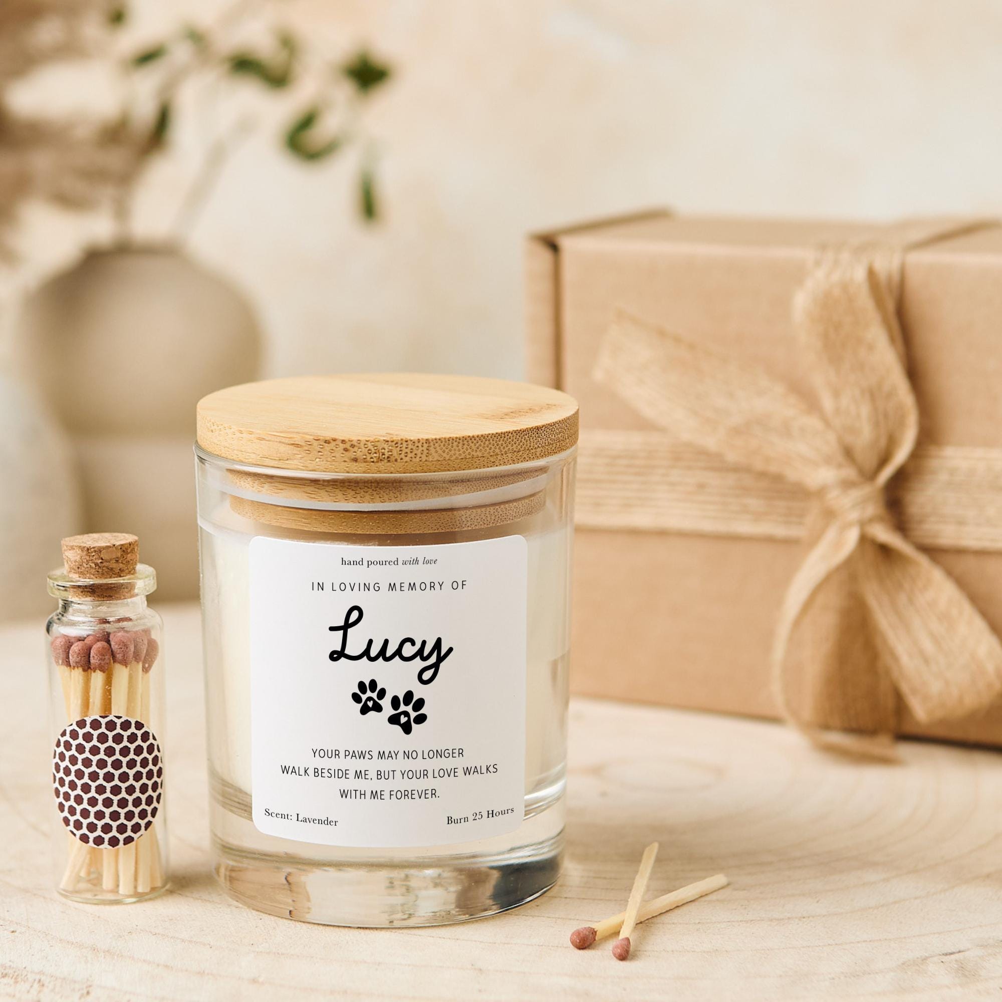 Pet Memorial Candle for Cat or Dog Loss In Loving Memory Keepsake Thoughtful Sympathy Remembrance Present for Pet Owners
