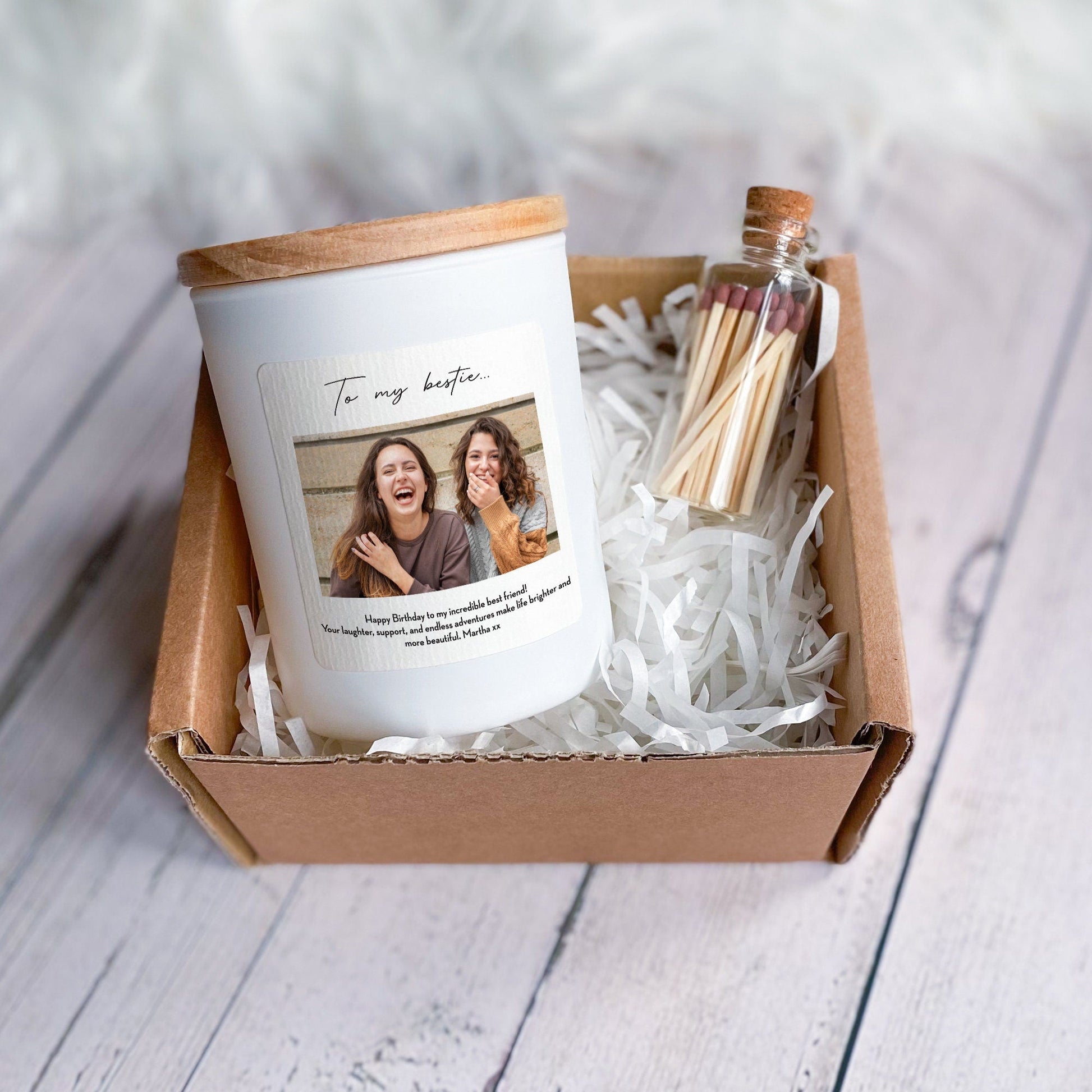 Photo scented candle with custom text, Christmas birthday Anniversary Valentine's Day Engagement gift for her couple bridesmaid Proposal