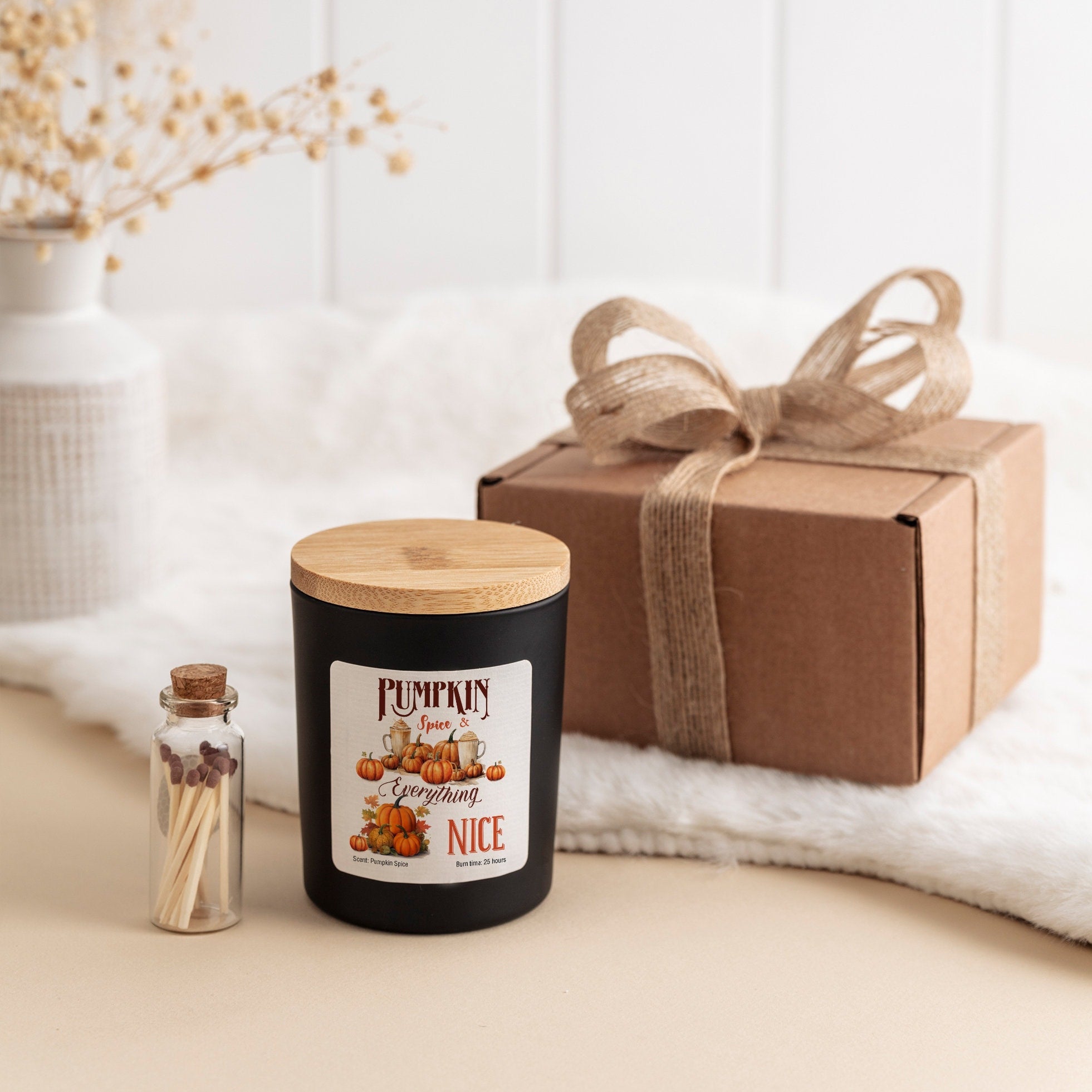 Pumpkin Spice Everything Nice Scented Candle Pumpkin Spice Scent Cosy Autumn Gift for Friends Mum Dad Grandma Home Decor September Birthday