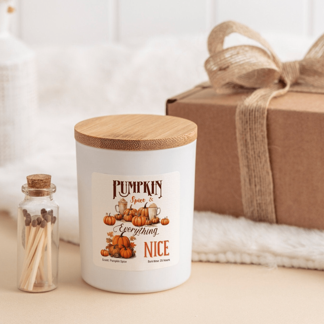 Pumpkin Spice Everything Nice Scented Candle Pumpkin Spice Scent Cosy Autumn Gift for Friends Mum Dad Grandma Home Decor September Birthday
