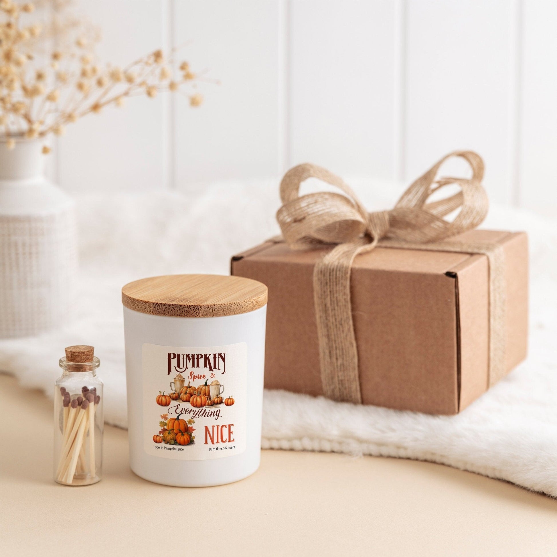 Pumpkin Spice Everything Nice Scented Candle Pumpkin Spice Scent Cosy Autumn Gift for Friends Mum Dad Grandma Home Decor September Birthday