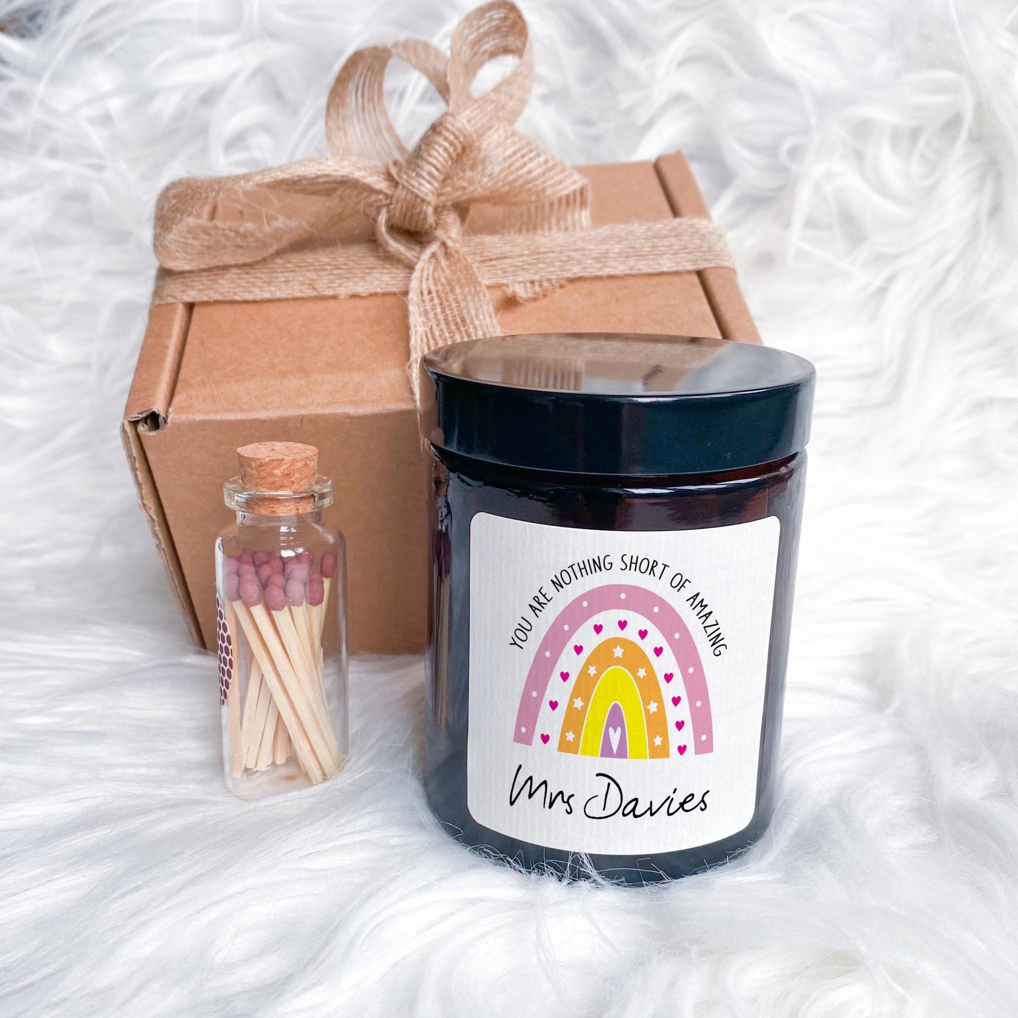 Rainbow Teacher Candle Gift You are nothing short of amazing Colourful Thank You Present for Nursery Primary or Reception End of Term Year