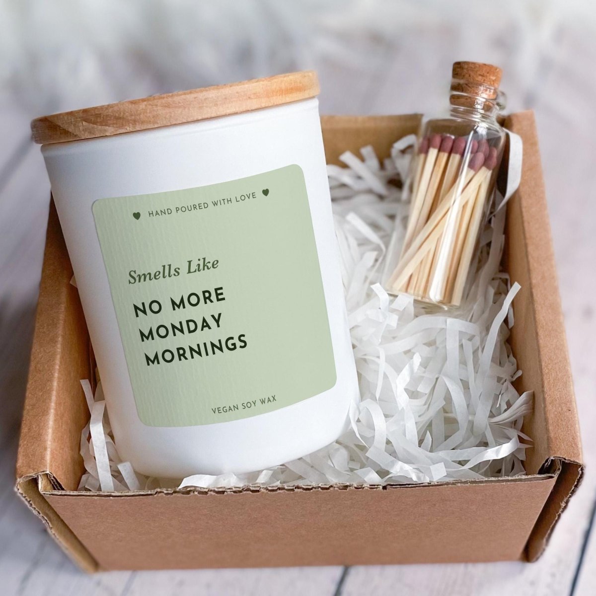 Retirement Candle Gift for Her or Him, No More Monday Mornings Funny Soy Wax