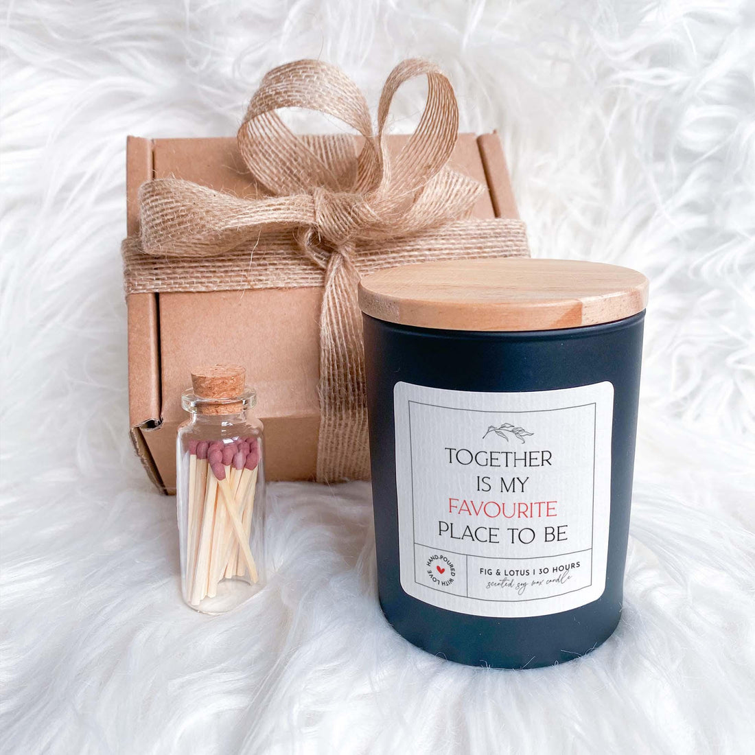 Romantic Candle Gift Set with Matches Together Is My Favourite Place To Be for Wife Girlfriend Boyfriend Husband Anniversary Valentine's Day