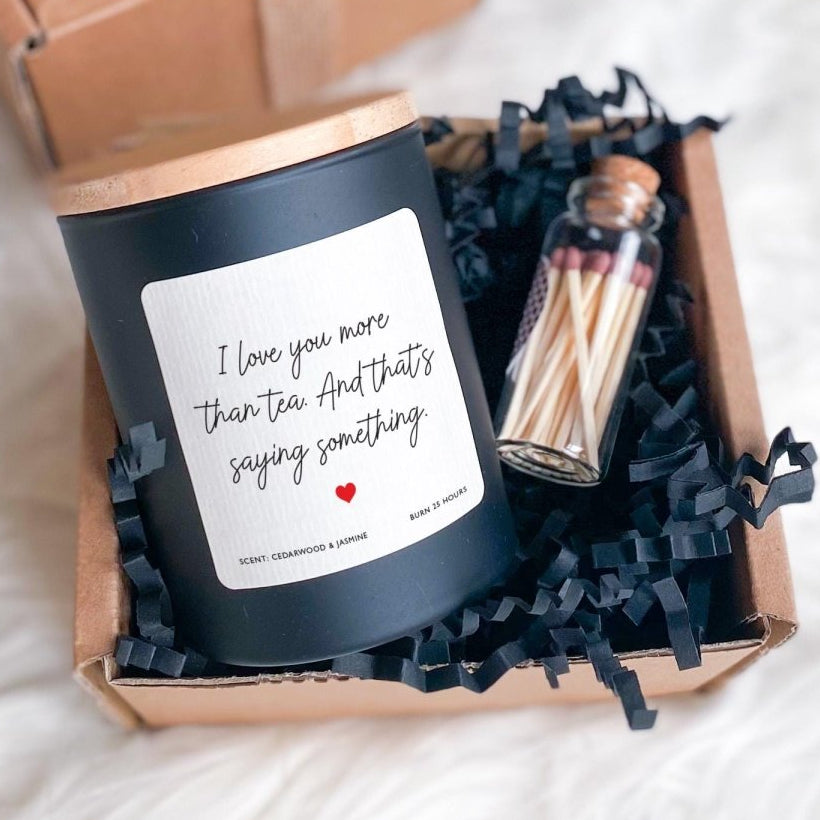 Romantic Funny Candle Gift Set – “I Love You More Than Tea”