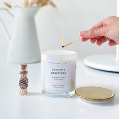 Season'S Greetings Scented Christmas Candle Lid And Matches Include Luxurious Xmas Gift For Friend Colleague Boss Employee Corporate Gift