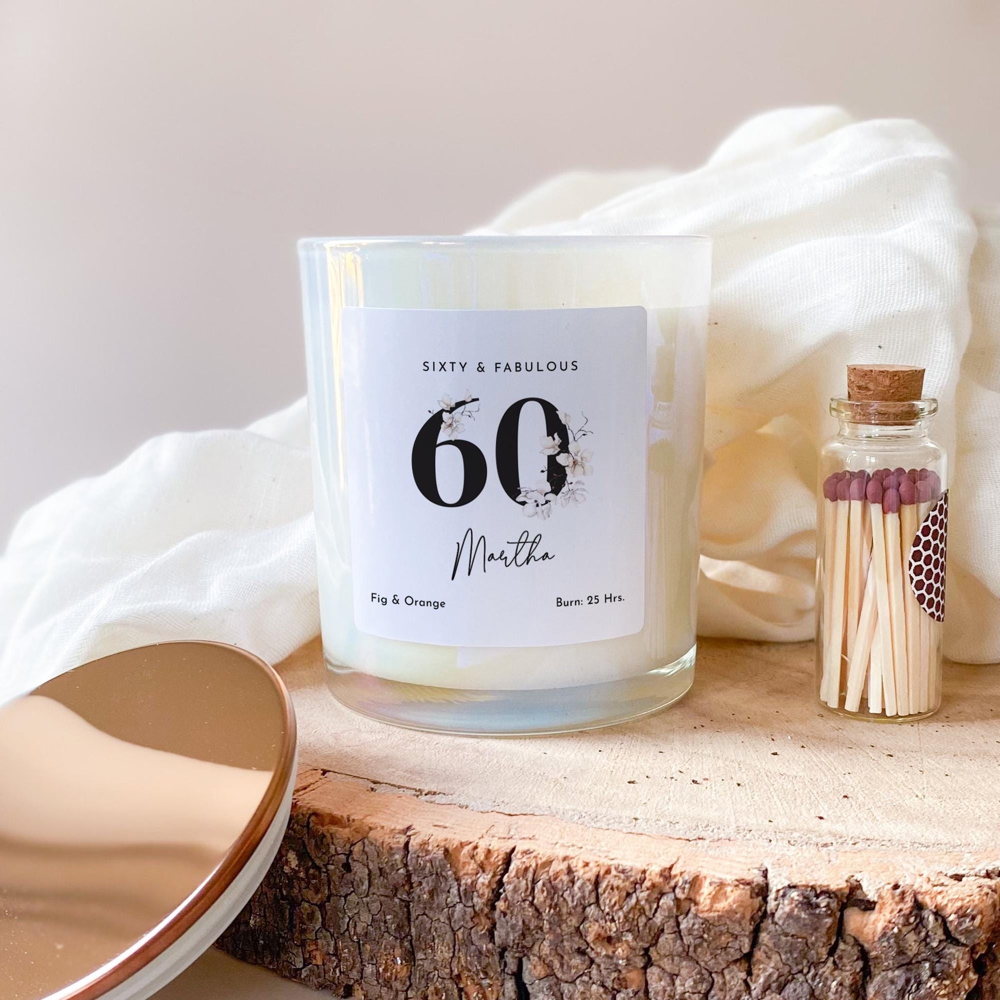 Sixty and fabulous FOR ALL AGES Personalised birthday scented candle Gift for her best friend 21st 30th 40th 50th 60th Mum Sister Colleague