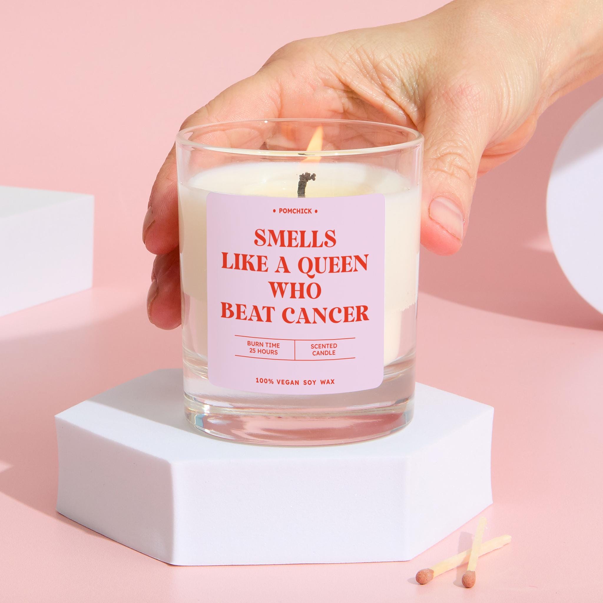 Smells Like A Queen Who Beat Cancer Scented Candle Gift Cancer Survivor Recovery Present for Her Get Well Soon