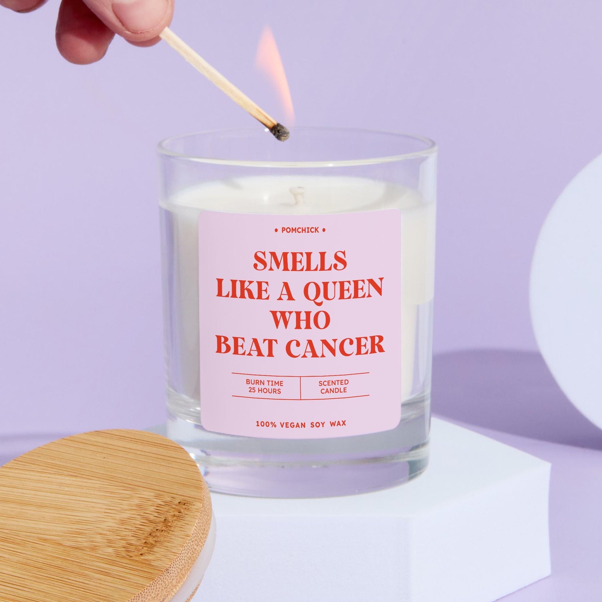 Smells Like A Queen Who Beat Cancer Scented Candle Gift Cancer Survivor Recovery Present for Her Get Well Soon