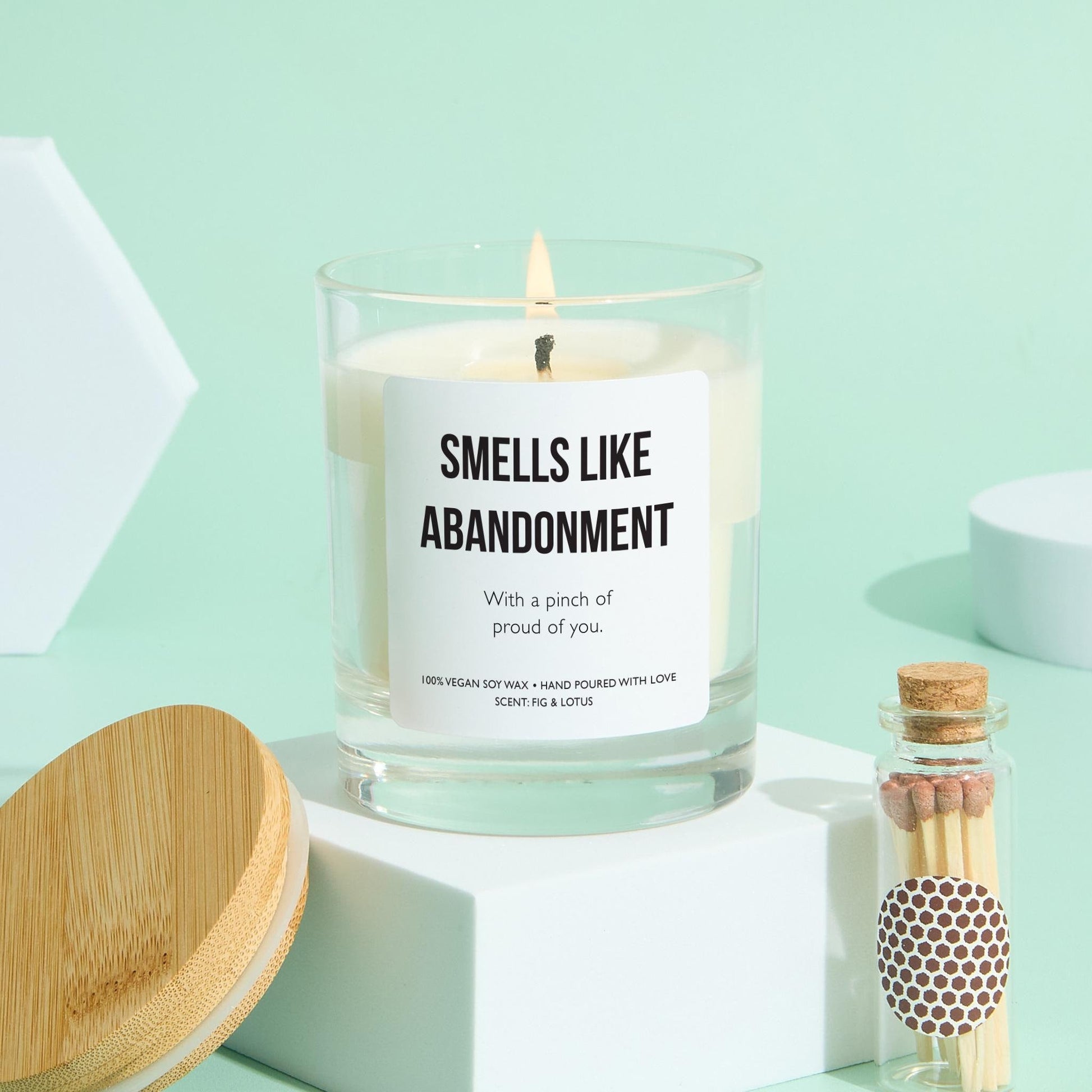 Smells Like Abandonment Funny Candle Gift for Breakup Divorce or New Job Friend Present Quirky Birthday Candle Keepsake for Him or Her