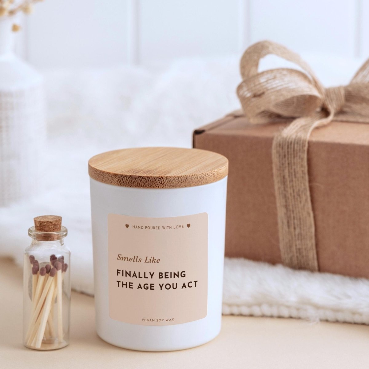 Smells Like Finally Being The Age You Act Funny Birthday Candle Gift For Him Her