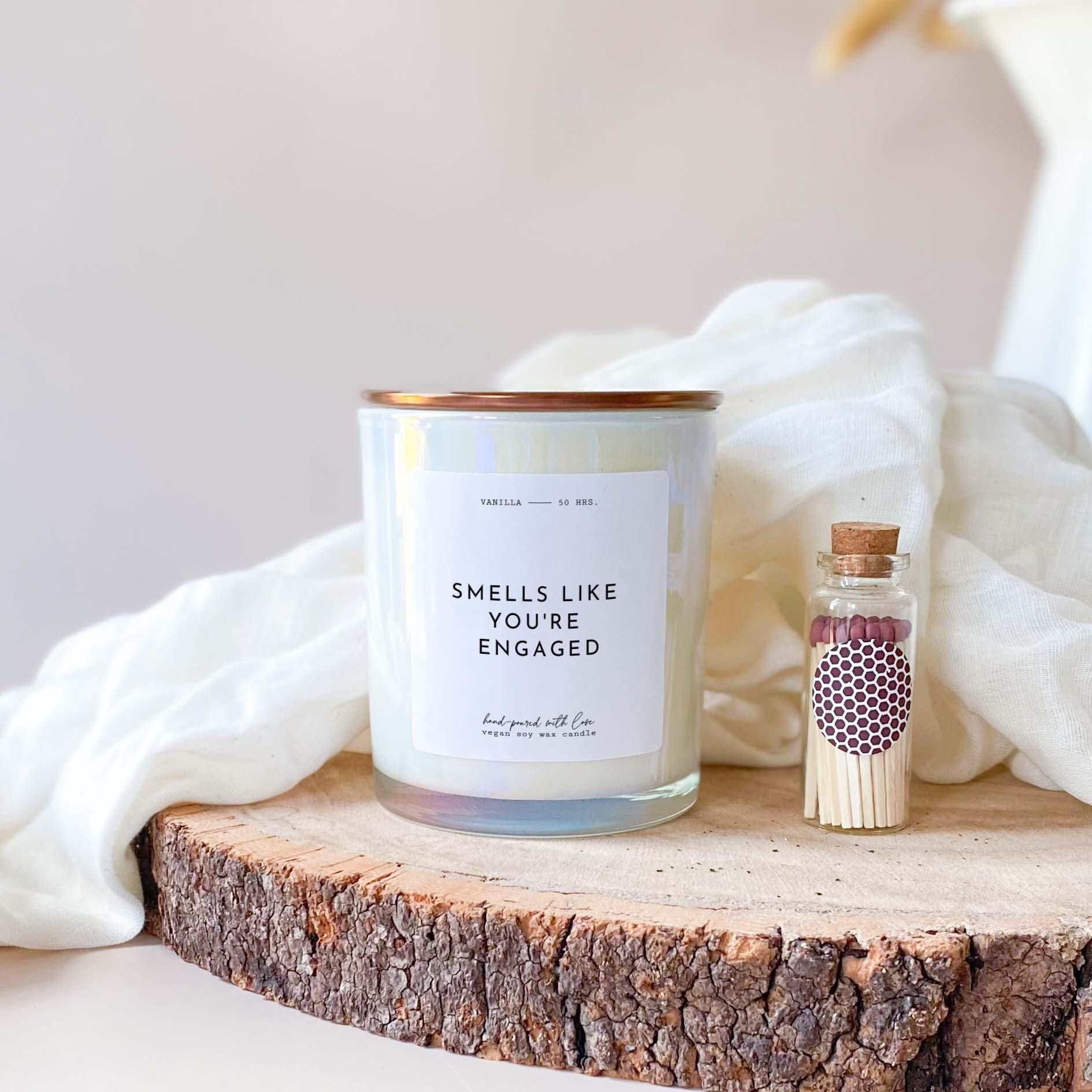 Smells like you're engaged scented candle with metal lid Engagement Gift for her him Engagement present Gifts for Couple Congratulation