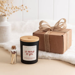 So proud of you scented candle with your text Personalised graduation gift for her him Well Done GCSE result Congratulations Gift New Job