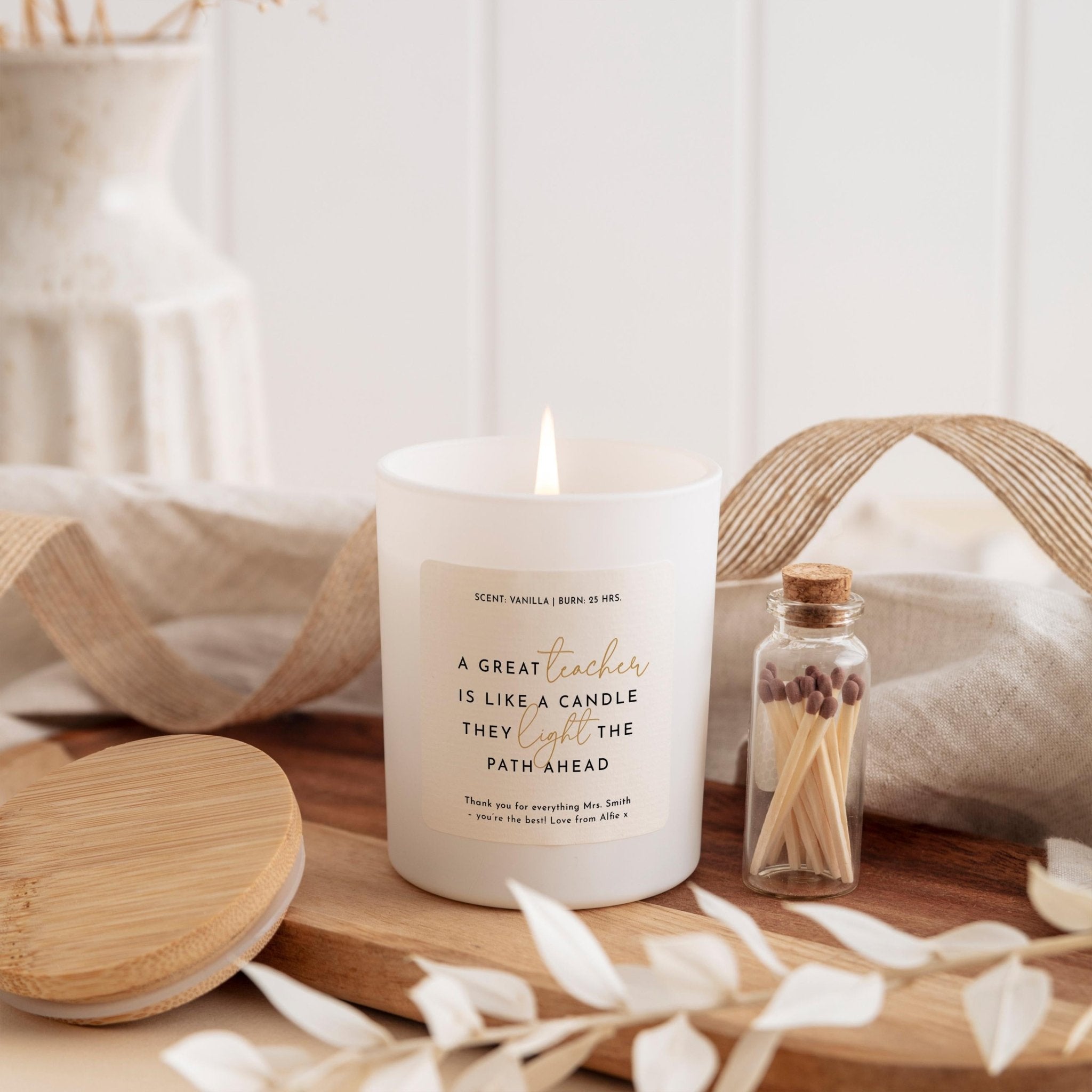 Teacher Candle Gift Set Scented Vegan Present Thank You End of Term Gift for Teacher Teacher Assistant, Headteacher End of Year Gift
