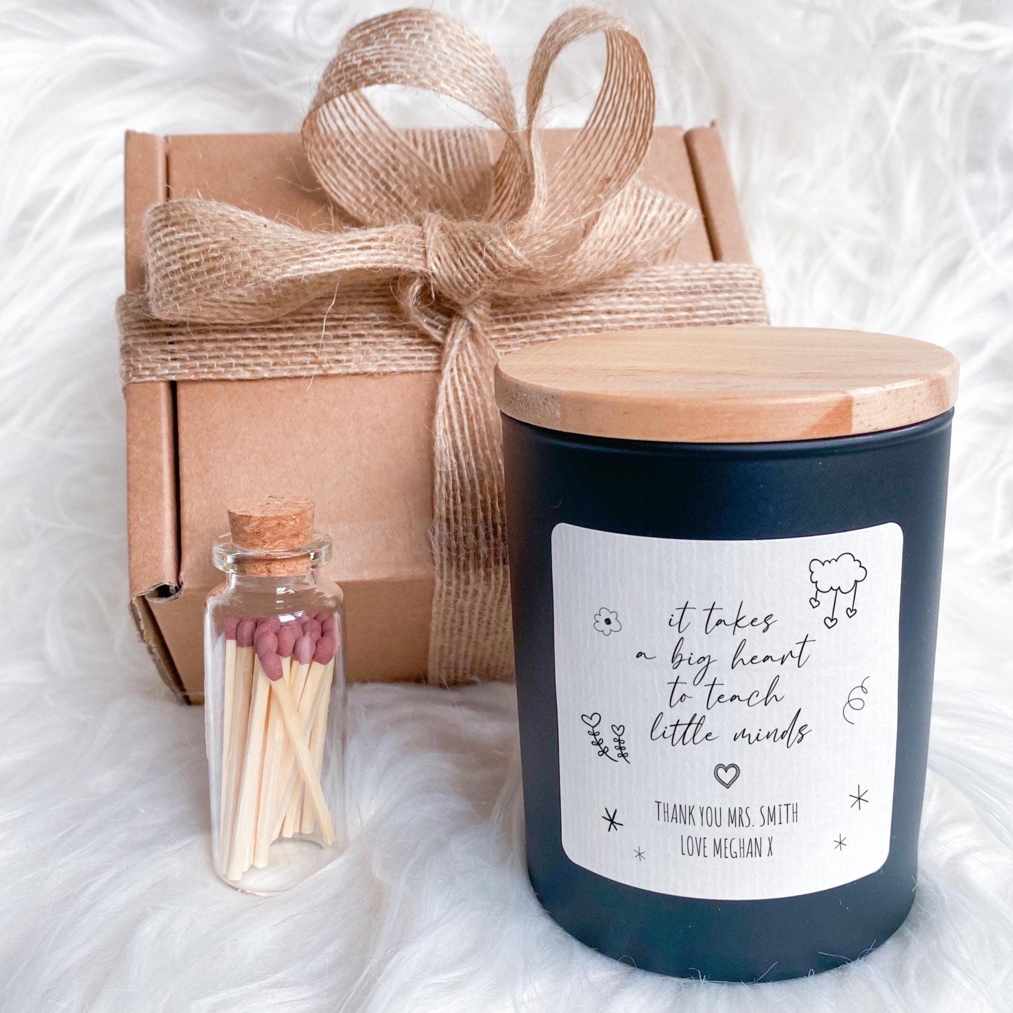 Teacher Candle Gift Set Thank You Present for Nursery Primary Reception End of Term Teacher's Day It Takes Big Heart To Teach Little Minds