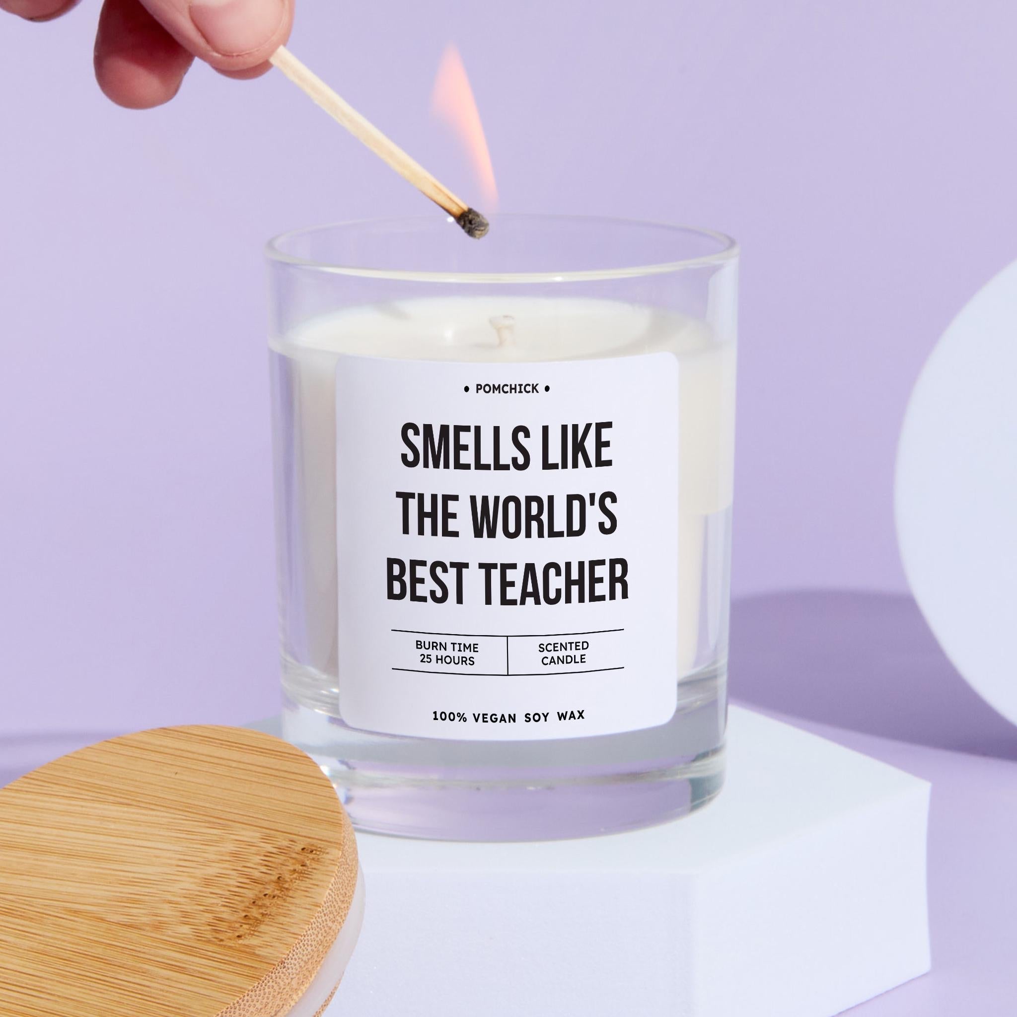 Teacher Scented Candle Gift Smells Like the World's Best Teacher Fun Vegan Keepsake for End of Term Thank You Gift Teacher Appreciation
