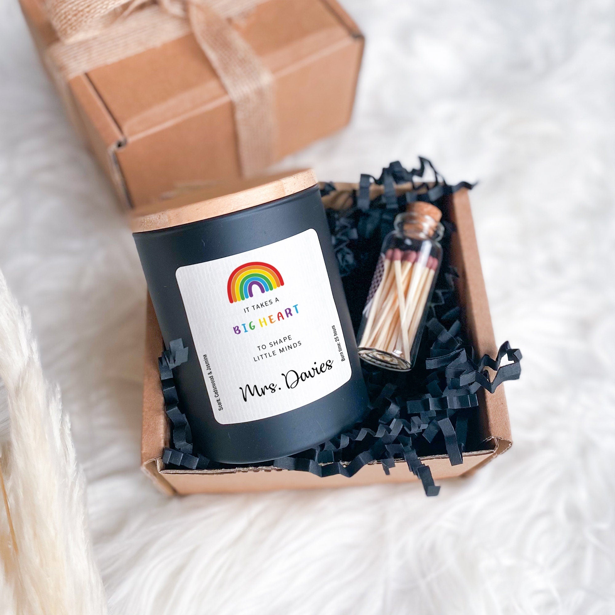 Teacher Soy Wax Scented Candle, It Takes a Big Heart to Help Shape Little Minds Gift, Personalised Thank You Teacher Appreciation Gift