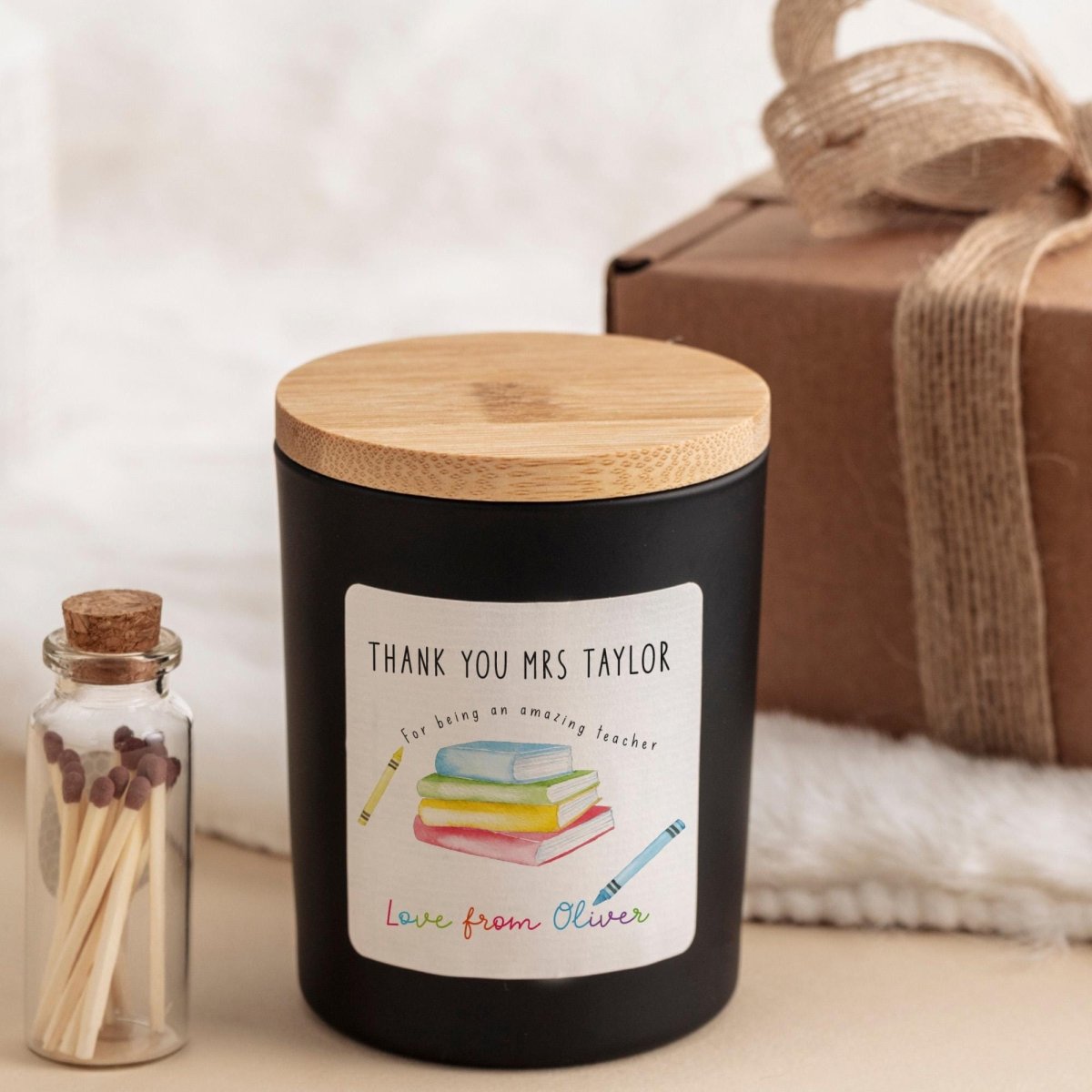 Thank You Teacher Candle Gift – Colourful Books End of Term or Teacher’s Day Present for Primary or Nursery