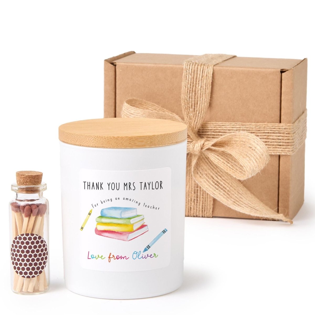 Thank You Teacher Candle Gift – Colourful Books End of Term or Teacher’s Day Present for Primary or Nursery