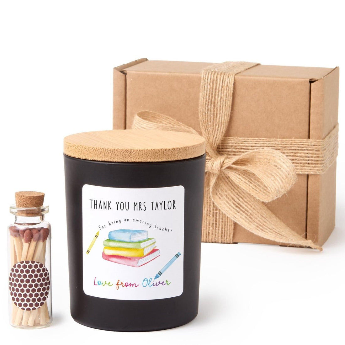 Thank You Teacher Candle Gift – Colourful Books End of Term or Teacher’s Day Present for Primary or Nursery