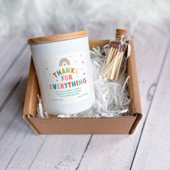 Thanks for Everything Candle with Your Text Includes Gift Box & Matches Gift for Her Him Mum Nanny Friend Nurse Doctor Teacher Appreciation